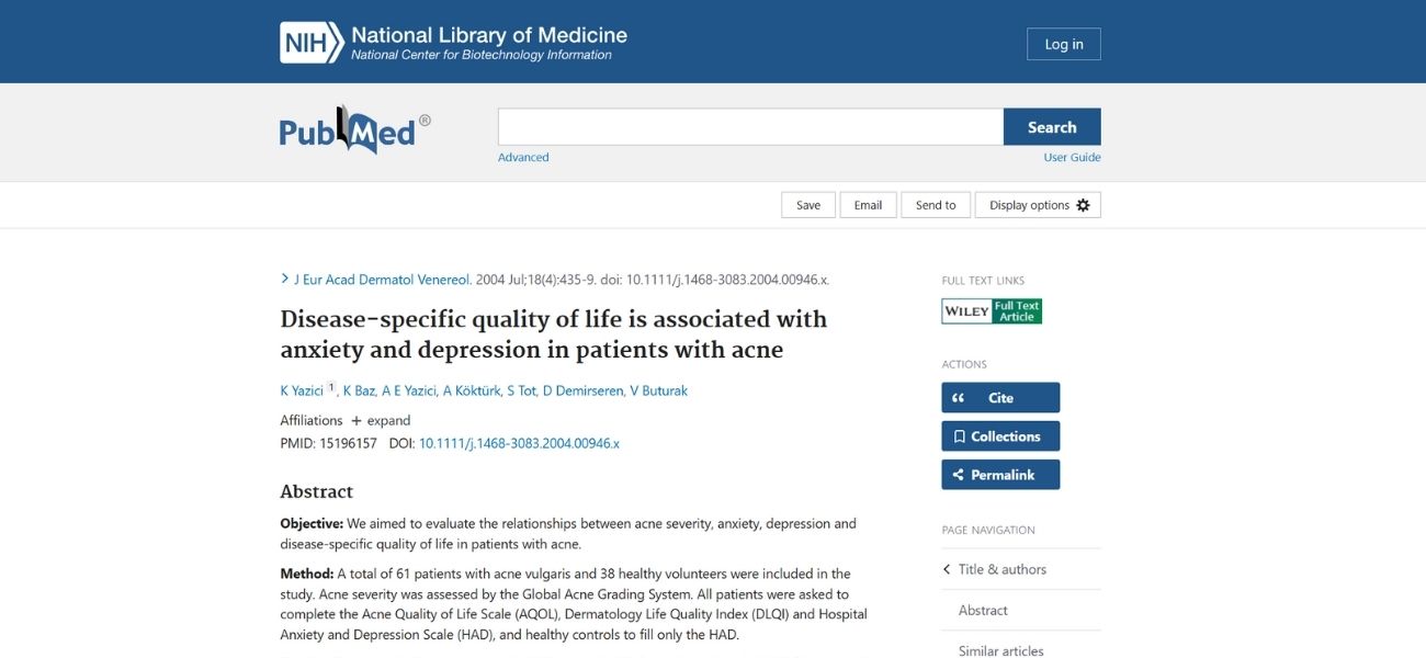 6Disease-specific quality of life is associated with anxiety and depression in patients with acne